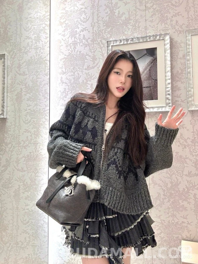 디올 디올 자카드 니트 패딩 투피스 상세 이미지