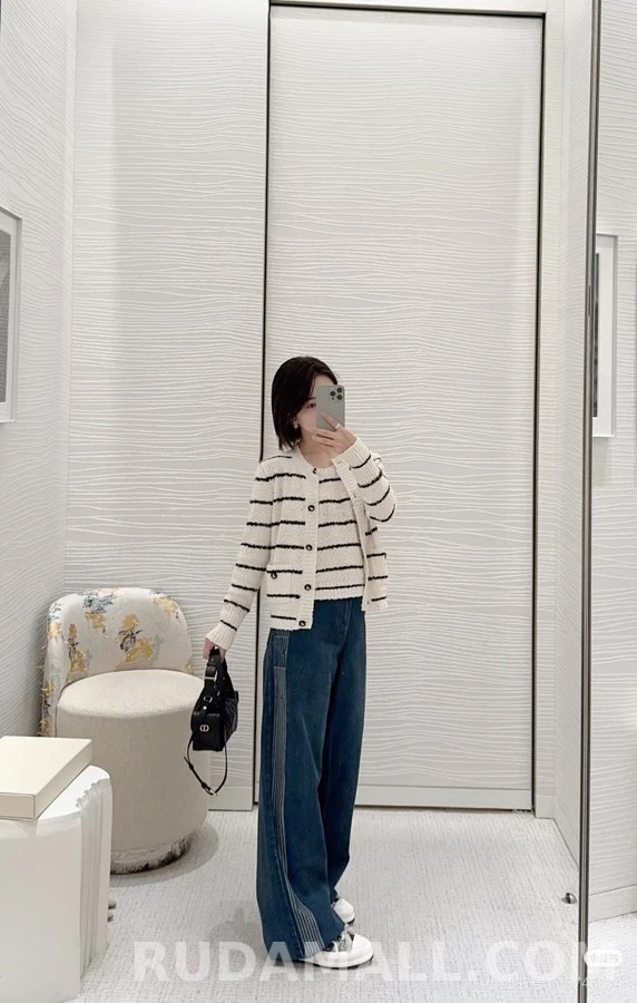 디올 디올 측면 스트라이프 와이드 데님 팬츠 상세 이미지