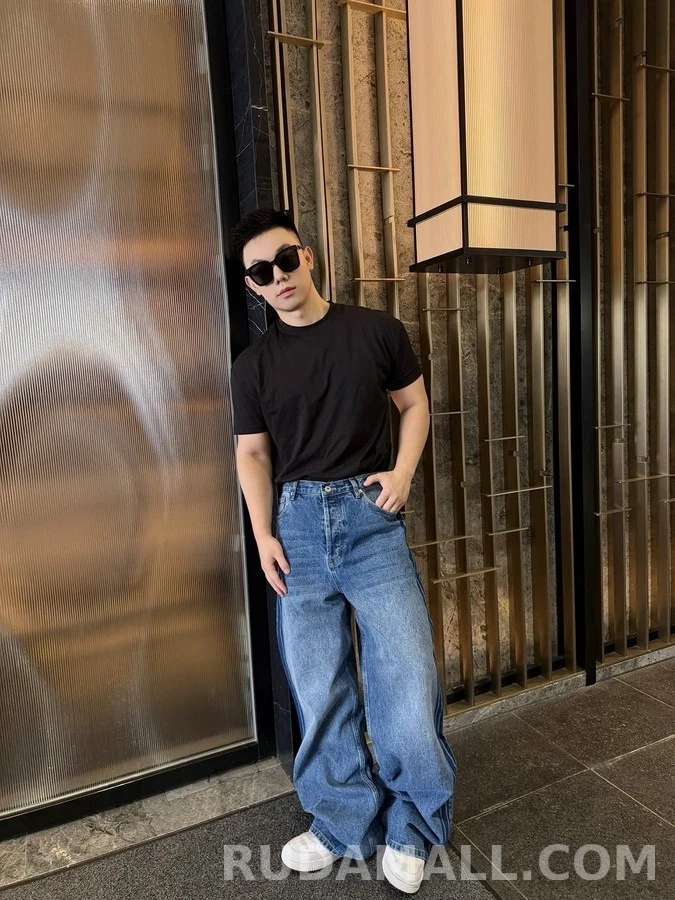 디올 디올 측면 스트라이프 자카드 로고 데님 팬츠 상세 이미지