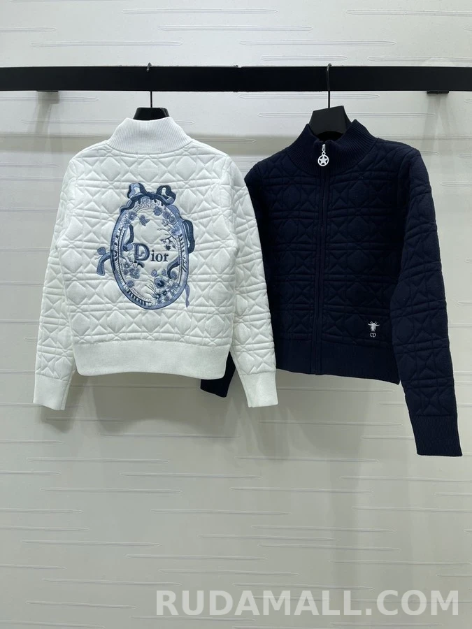 디올 디올 퀼팅 자수 카라집업 가디건 상세 이미지