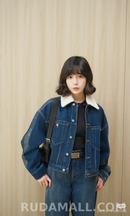 디올 디올 탈부착 퍼 칼라 데님 자켓 상세 이미지