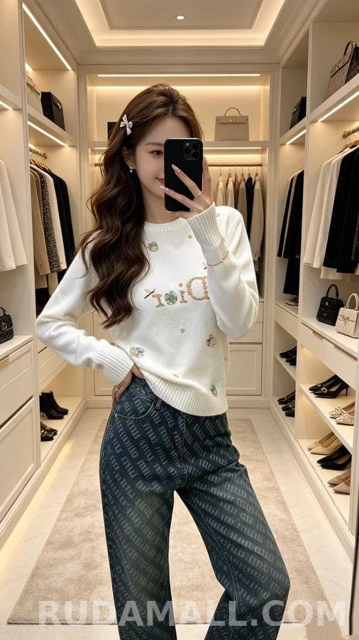 디올 디올 플라워 드래곤플라이 자수 니트 상세 이미지