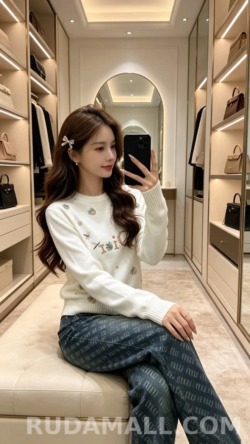 디올 디올 플라워 드래곤플라이 자수 니트 상세 이미지