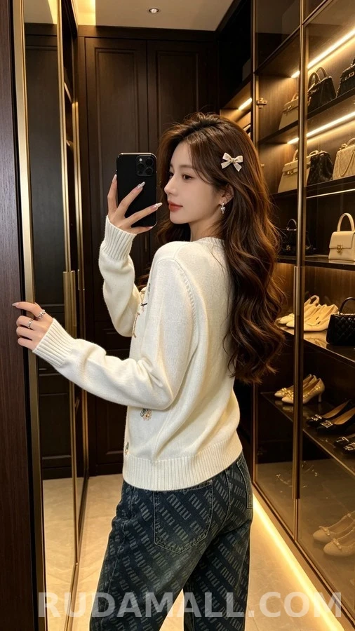 디올 디올 플라워 드래곤플라이 자수 니트 상세 이미지