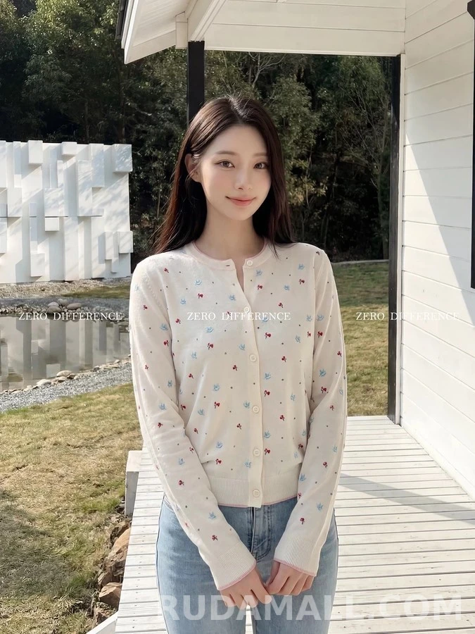 디올 디올 플라워 자수 라운드넥 가디건 상세 이미지