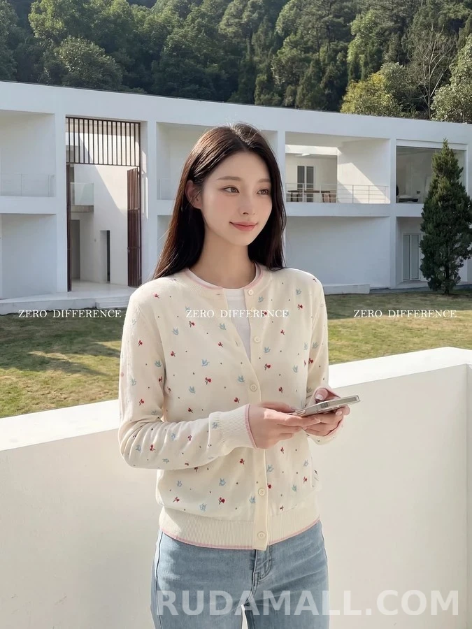 디올 디올 플라워 자수 라운드넥 가디건 상세 이미지