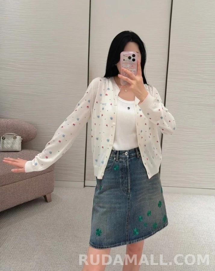 디올 디올 플라워 자수 라운드넥 가디건 상세 이미지