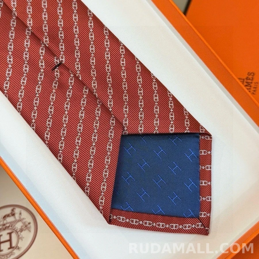 에르메스 에르메스 체인 패턴 실크 넥타이 상세 이미지