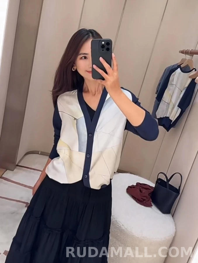 로로피아나 로로피아나 세일 패턴 실크 패치 가디건 상세 이미지