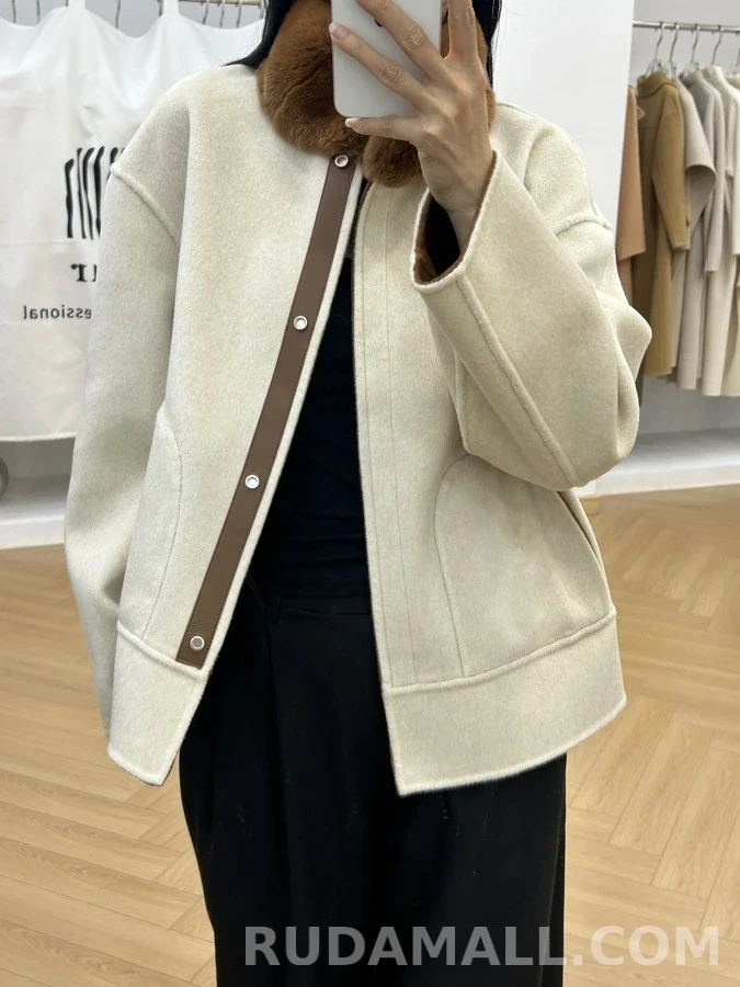 로로피아나 로로피아나 양면 퍼 카라 캐시미어 자켓 상세 이미지