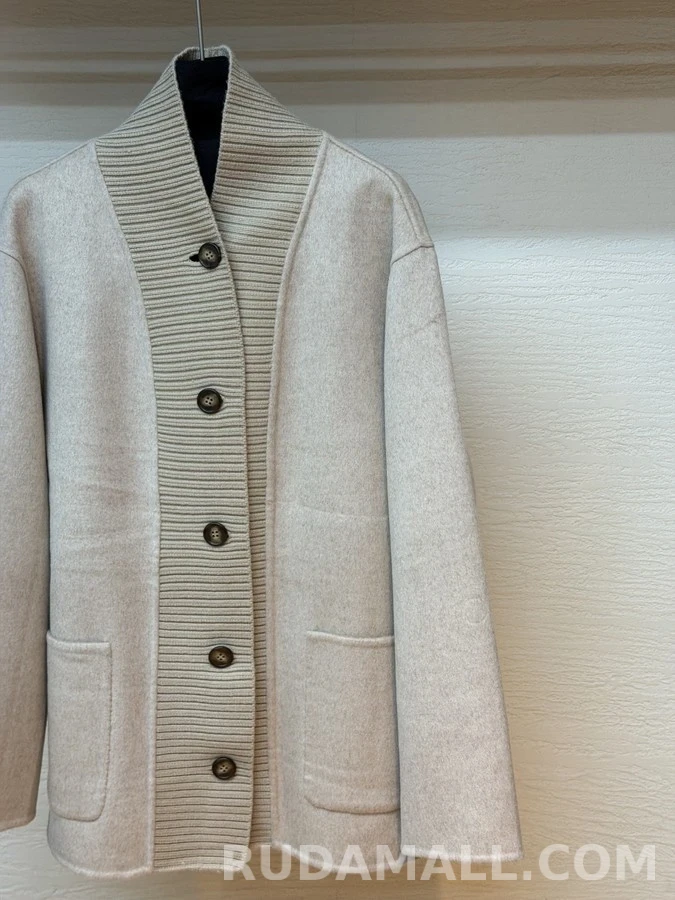 로로피아나 로로피아나 캐시미어 리브 카라 가디건 상세 이미지