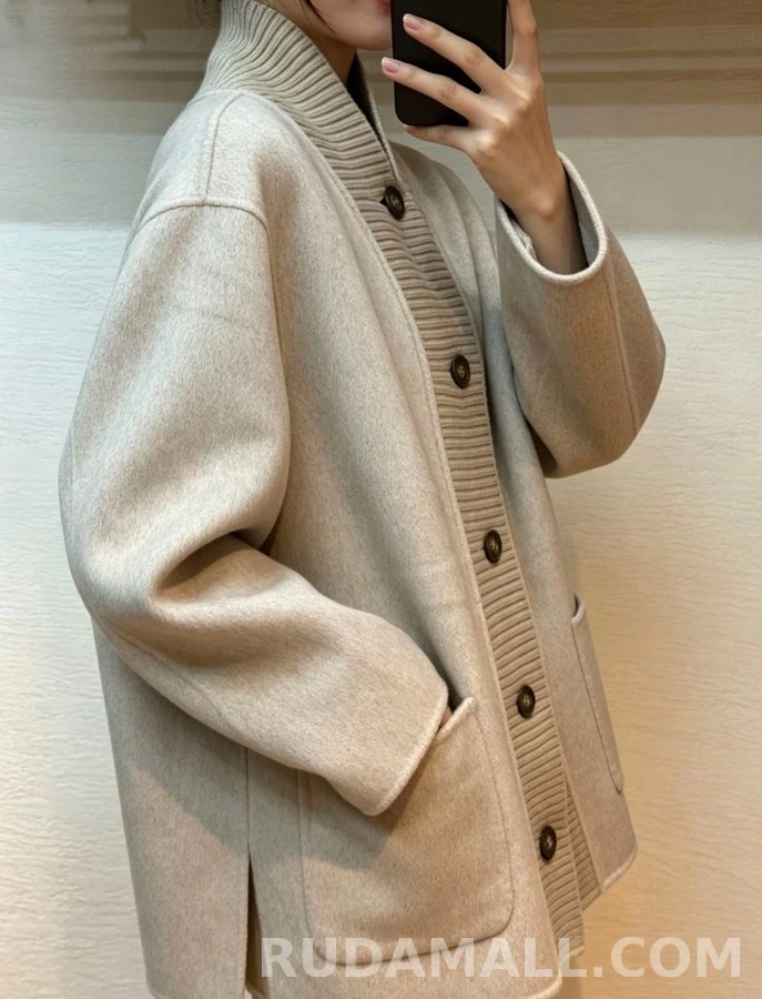 로로피아나 로로피아나 캐시미어 리브 카라 가디건 상세 이미지
