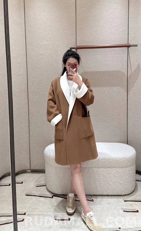 로로피아나 로로피아나 투톤 캐시미어 숄칼라 로브 코트 상세 이미지