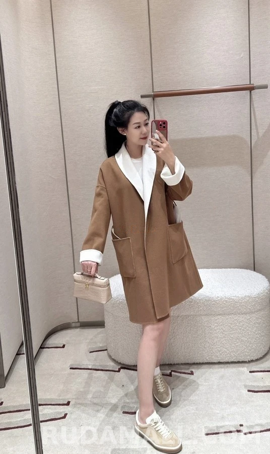 로로피아나 로로피아나 투톤 캐시미어 숄칼라 로브 코트 상세 이미지