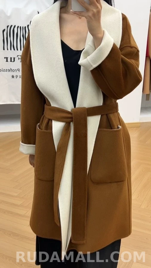 로로피아나 로로피아나 투톤 캐시미어 숄칼라 로브 코트 상세 이미지