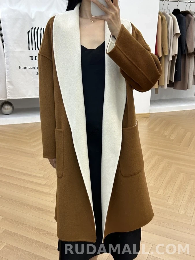 로로피아나 로로피아나 투톤 캐시미어 숄칼라 로브 코트 상세 이미지