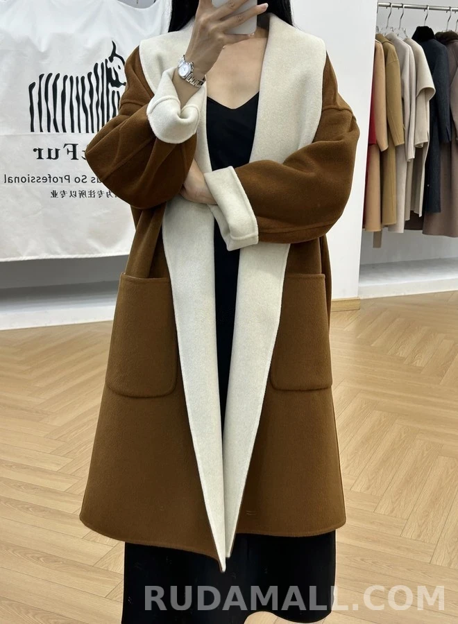 로로피아나 로로피아나 투톤 캐시미어 숄칼라 로브 코트 상세 이미지