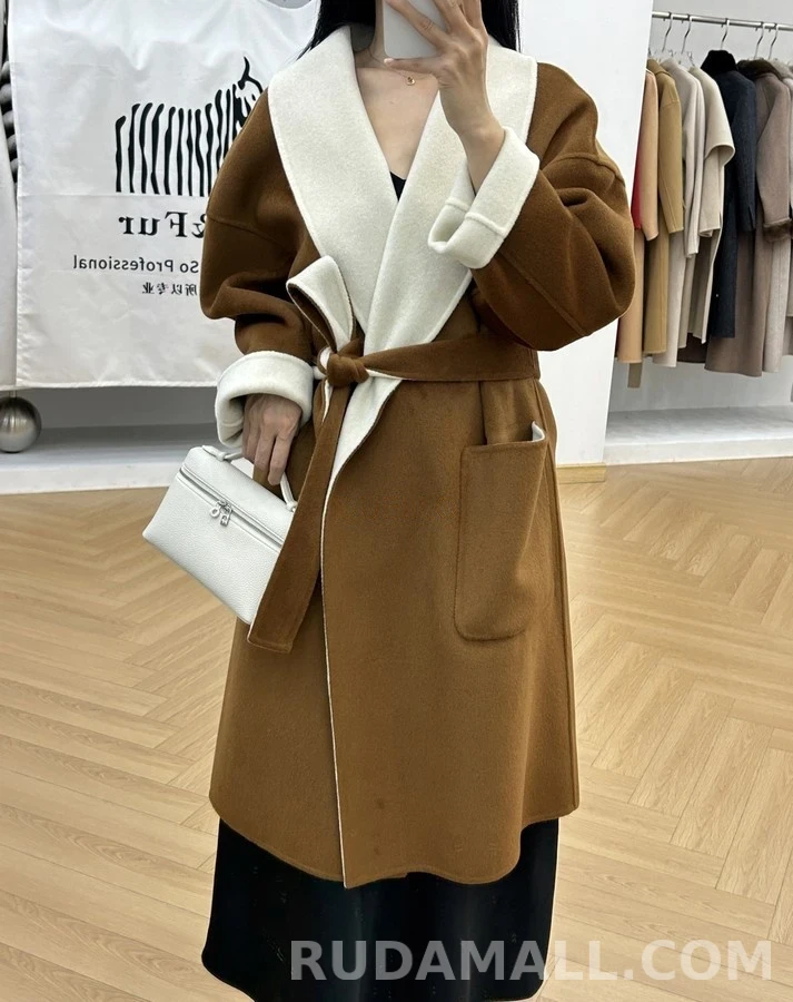 로로피아나 로로피아나 투톤 캐시미어 숄칼라 로브 코트 상세 이미지