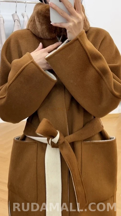 로로피아나 로로피아나 투톤 퍼 카라멜 코트 상세 이미지