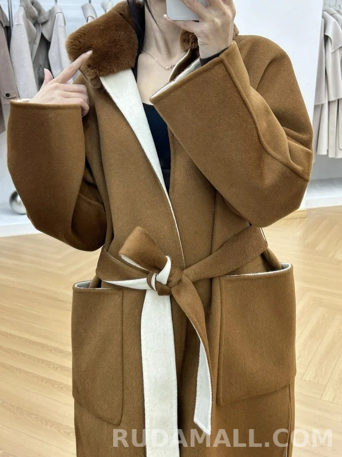 로로피아나 로로피아나 투톤 퍼 카라멜 코트 상세 이미지
