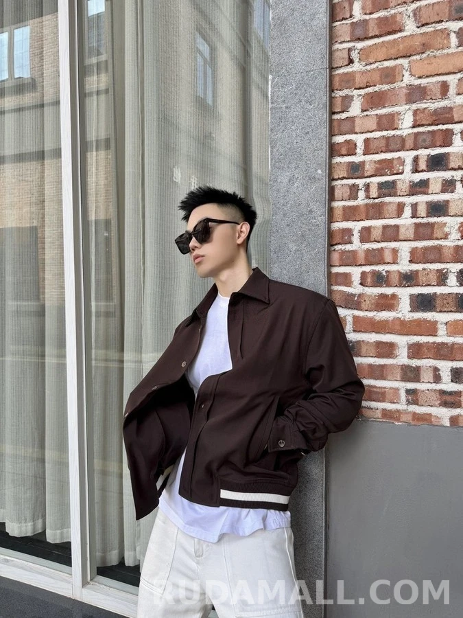 로에베 로에베 갈색 칼라넥 스트라이프 자켓 상세 이미지