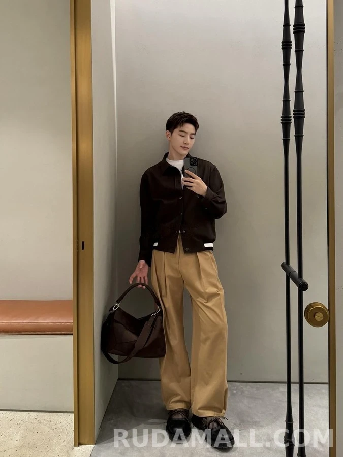 로에베 로에베 갈색 칼라넥 스트라이프 자켓 상세 이미지