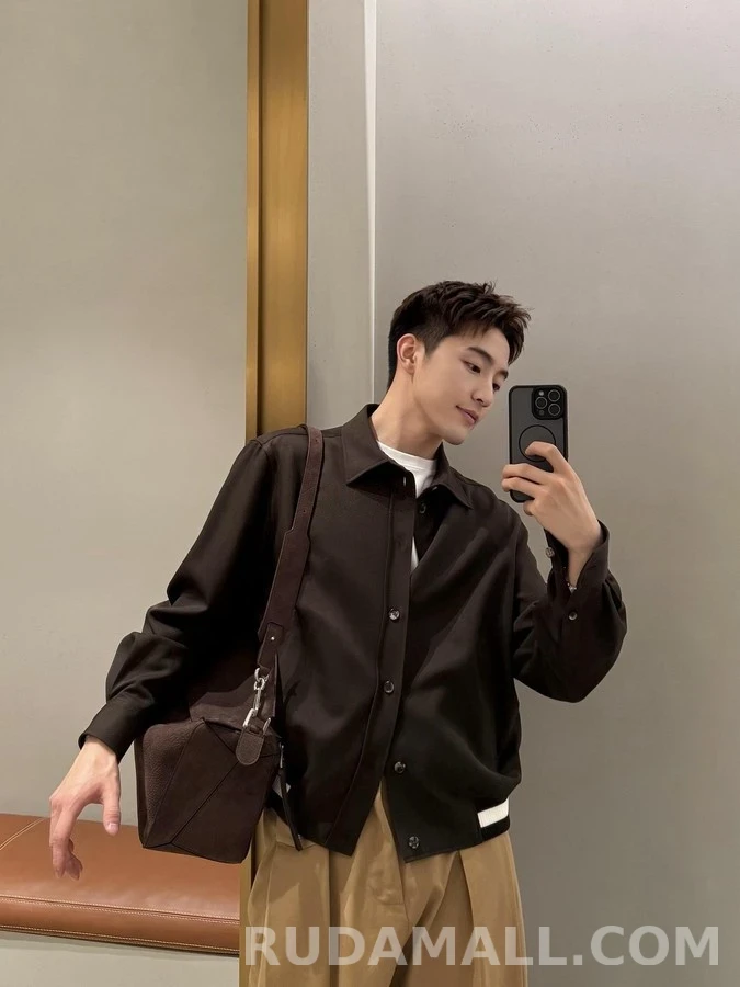 로에베 로에베 갈색 칼라넥 스트라이프 자켓 상세 이미지