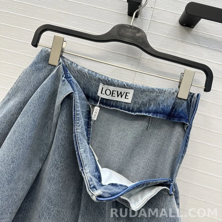 로에베 로에베 더블 압축 플리츠 데님 스커트 상세 이미지