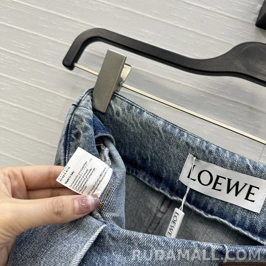로에베 로에베 더블 압축 플리츠 데님 스커트 상세 이미지