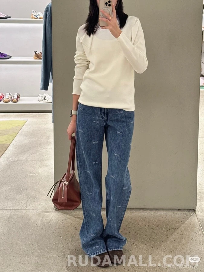 로에베 로에베 로고 자수 스트레이트 데님 팬츠 상세 이미지