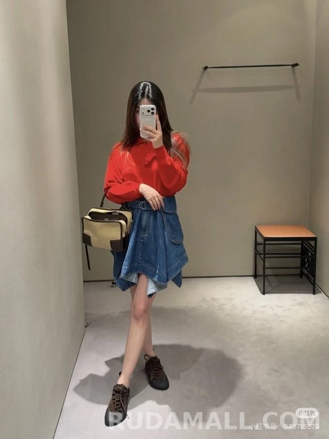 로에베 로에베 벨트 포켓 비대칭 데님 스커트 상세 이미지