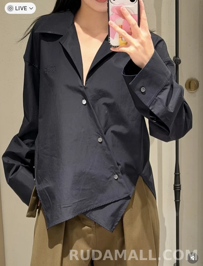 로에베 로에베 비대칭 대각선 플래킷 셔츠 상세 이미지
