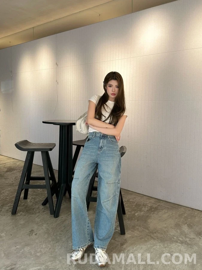 로에베 로에베 아나그램 워시드 와이드 데님 팬츠 상세 이미지