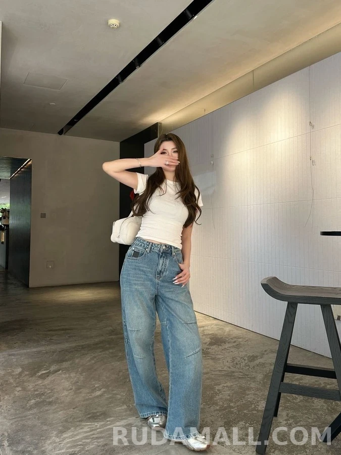 로에베 로에베 아나그램 워시드 와이드 데님 팬츠 상세 이미지