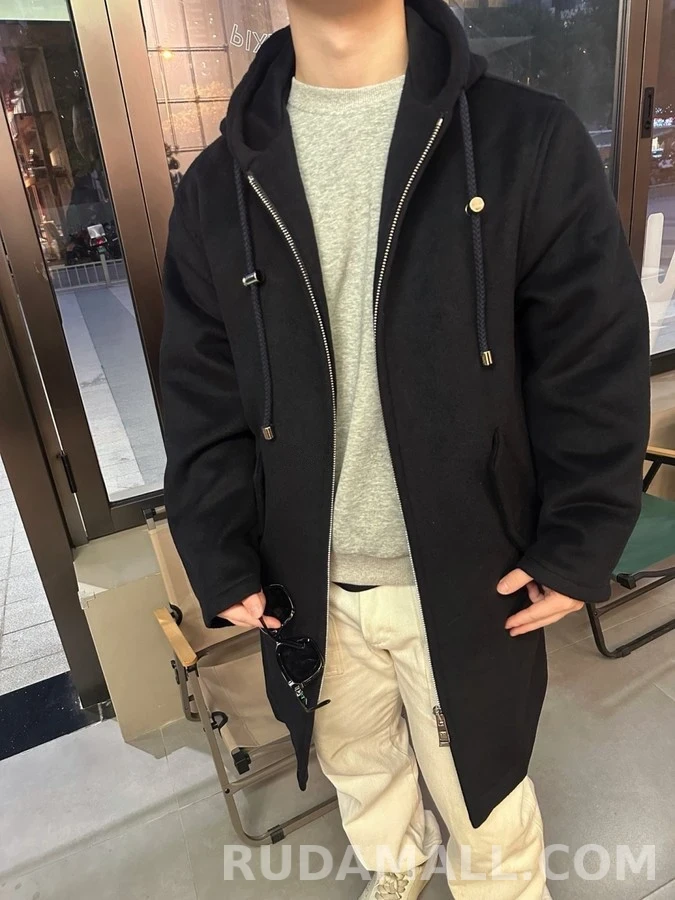 로에베 로에베 울 코튼 혼방 중기장 후드 집업 상세 이미지