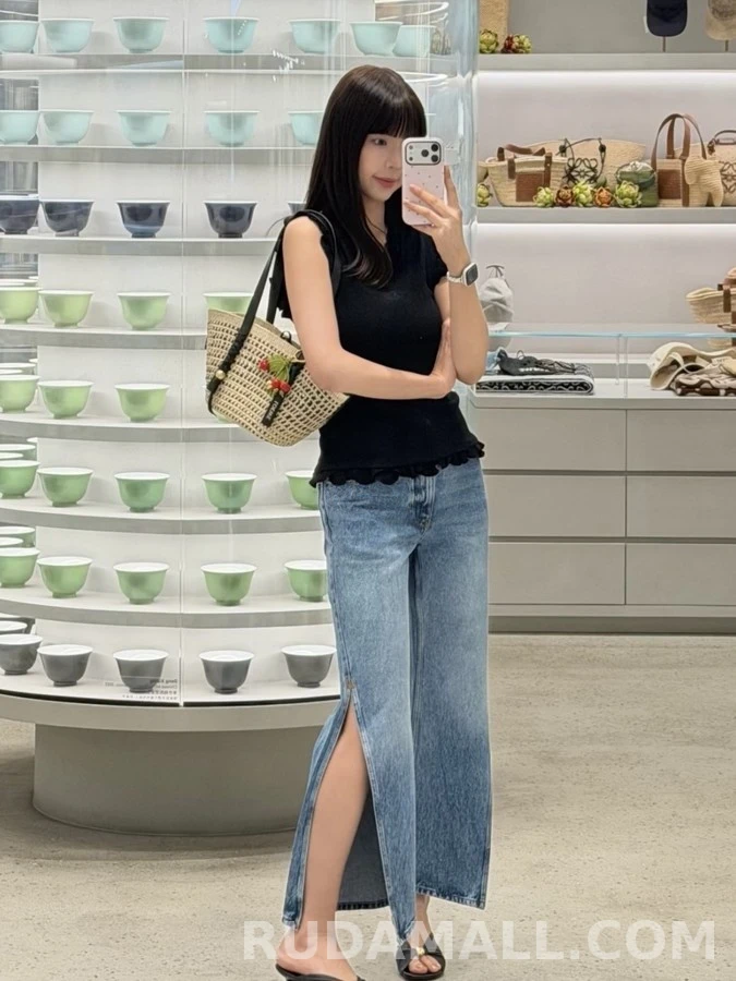 로에베 로에베 워싱 제브라 패턴 슬릿 데님 상세 이미지