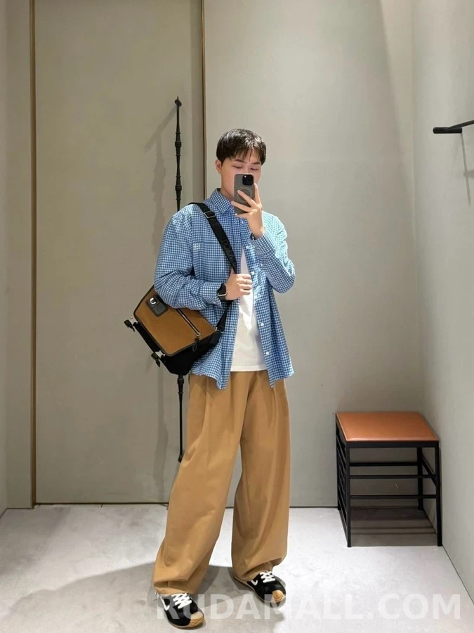 로에베 로에베 체크 코튼 셔츠 상세 이미지