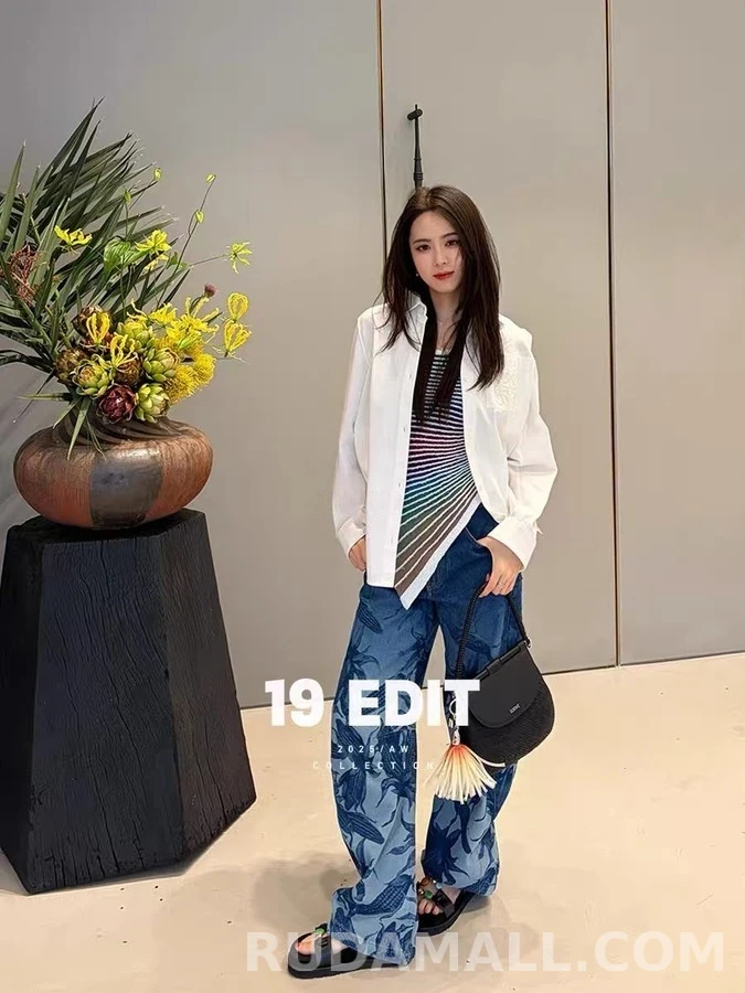 로에베 로에베 플라워 프린트 와이드 데님 팬츠 상세 이미지