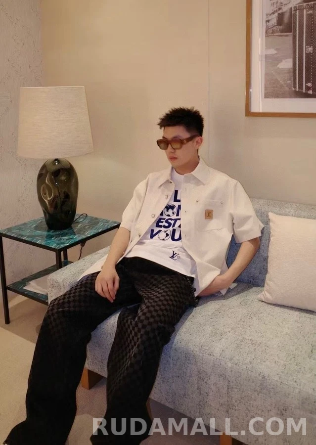 루이비통 루이비통 다미에 플록 와이드 데님 팬츠 상세 이미지