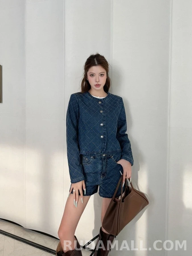 루이비통 루이비통 라운드넥 퀼팅 데님 자켓 상세 이미지