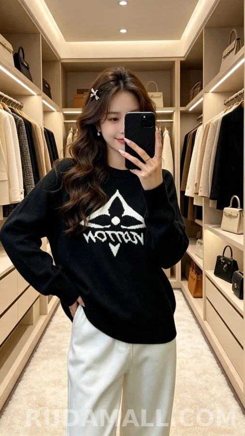 루이비통 루이비통 레터링 로고 자카드 니트 상세 이미지