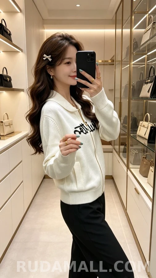 루이비통 루이비통 레터링 숄카라 가디건 상세 이미지