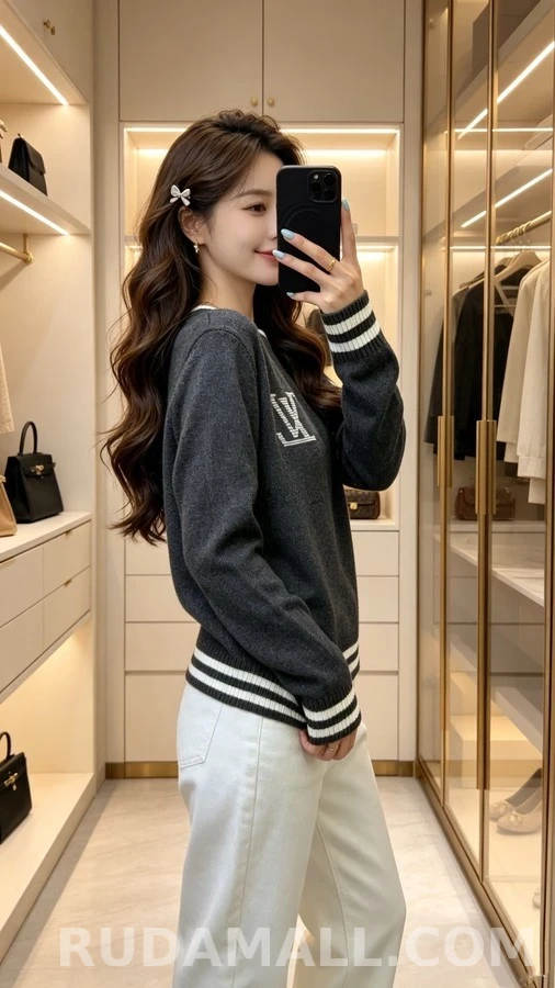 루이비통 루이비통 로고 스트라이프 니트 스웨터 상세 이미지