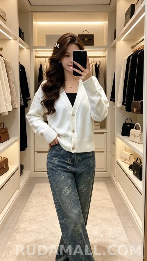 루이비통 루이비통 로고 자수 브이넥 가디건 상세 이미지