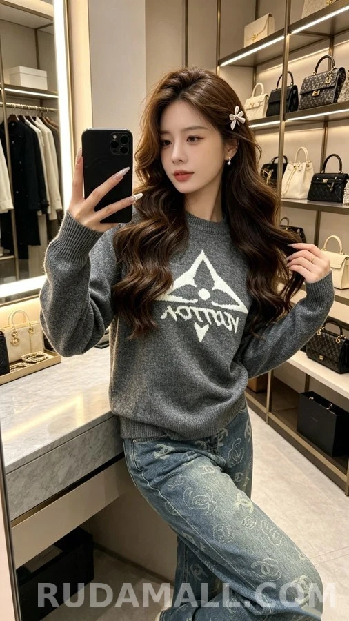 루이비통 루이비통 로고 자카드 니트 상세 이미지