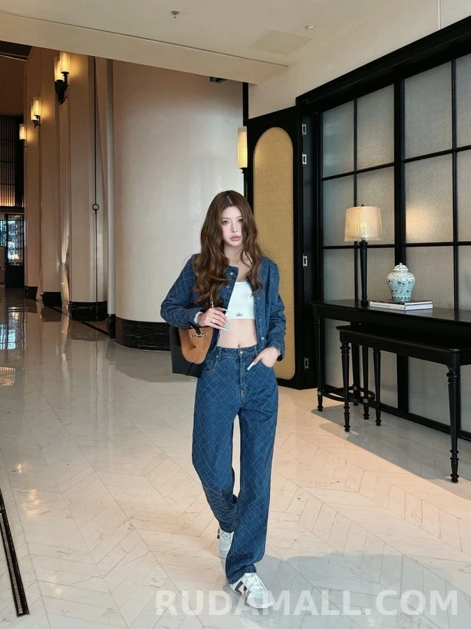 루이비통 루이비통 마름모 퀼팅 데님 팬츠 상세 이미지