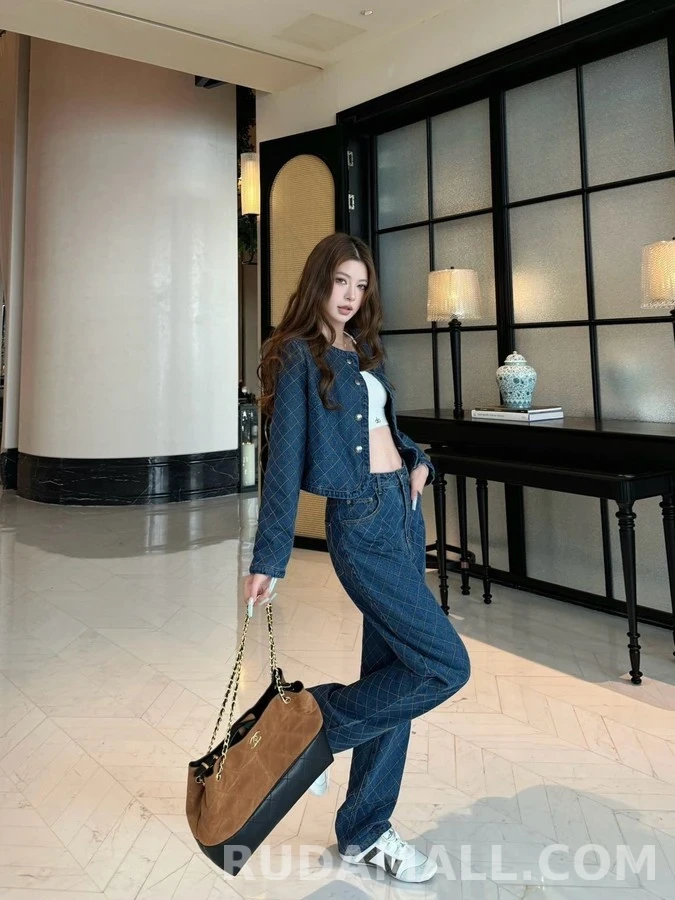 루이비통 루이비통 마름모 퀼팅 데님 팬츠 상세 이미지
