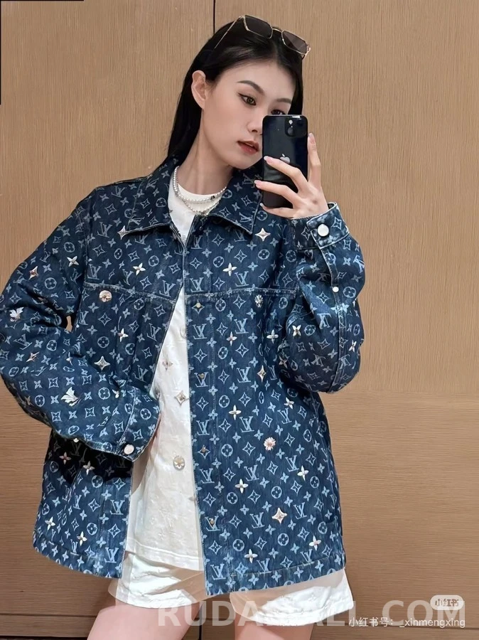 루이비통 루이비통 모노그램 데이지 자수 데님 자켓 상세 이미지