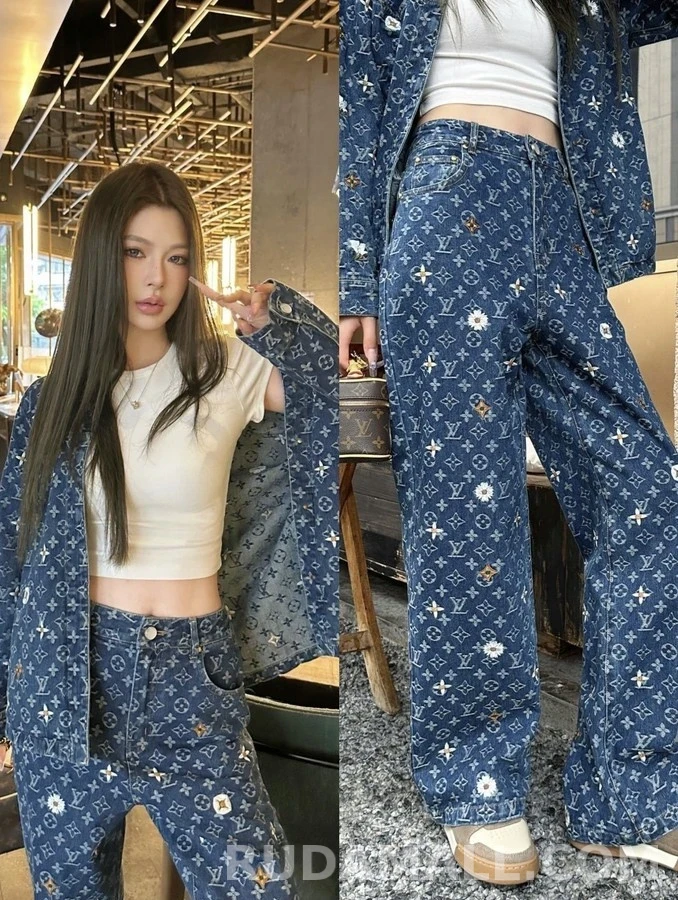 루이비통 루이비통 모노그램 데이지 자수 데님 자켓 상세 이미지