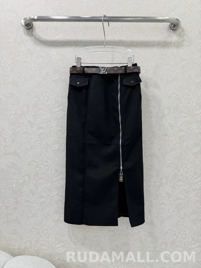 루이비통 루이비통 모노그램 벨트 지퍼 슬릿 스커트 상세 이미지
